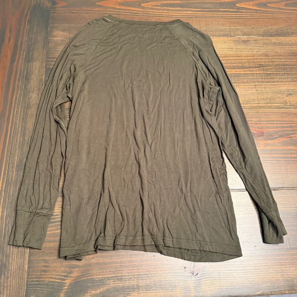 Olive Green Long Sleeve Women's Under Scrub Top - Picture 7 of 7